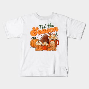 Tis The Season Latte Pumpkin Spice Weather Fall Thanksgiving Kids T-Shirt